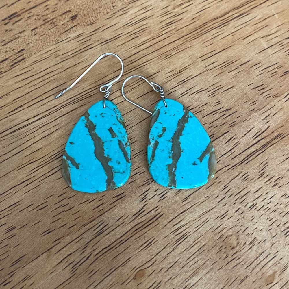 Genuine Turquoise slate earrings